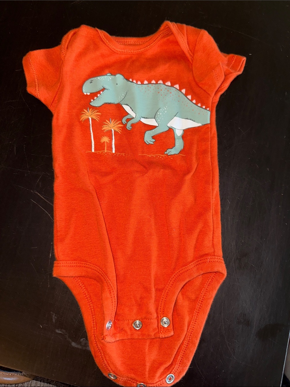 Carter's Bright Orange Dinosaur Graphic One-Piece Bodysuit